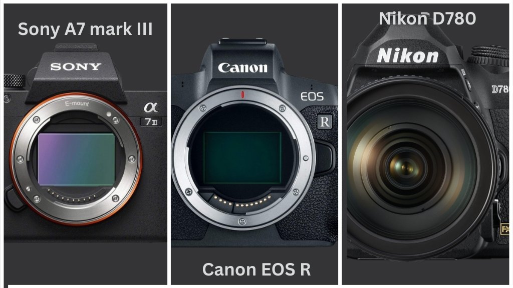 Uporedni prikaz fotoaparata Sony A7 Mark III, Canon EOS R i Nikon D780